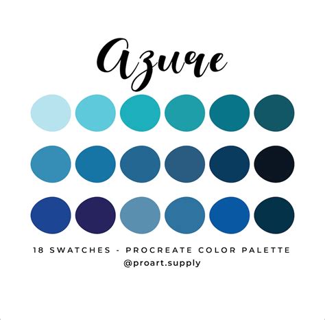 Azure Procreate Color Palette Hex Codes Blue Teal Navy For Ipad