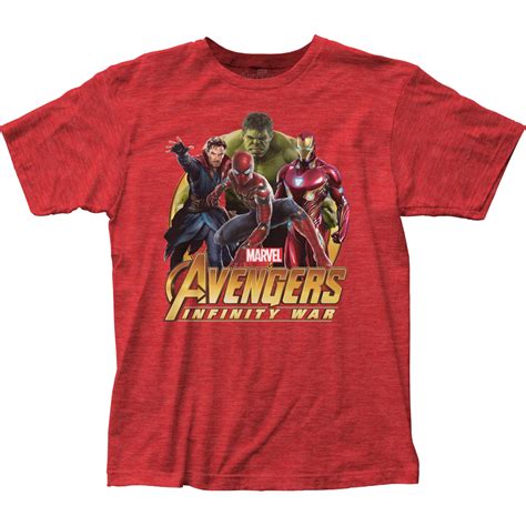 Avengers Infinity War Hulk Group Adult Heather Red Fitted Jersey T