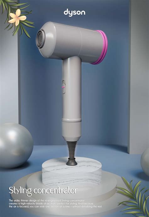 DYSON hair dryer 3D model on Behance