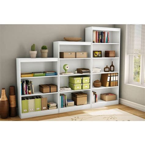 South Shore Axess 4 Shelf Bookcase In Pure White 7250767c The Home Depot