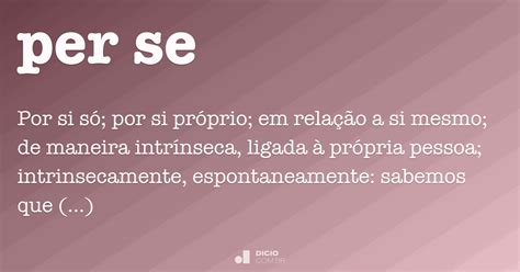 O Que Significa Per Se