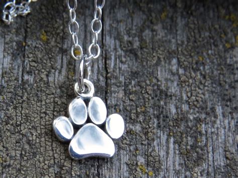 Paw Print Necklace Minimalist Necklace Silver Paw Necklace | Etsy