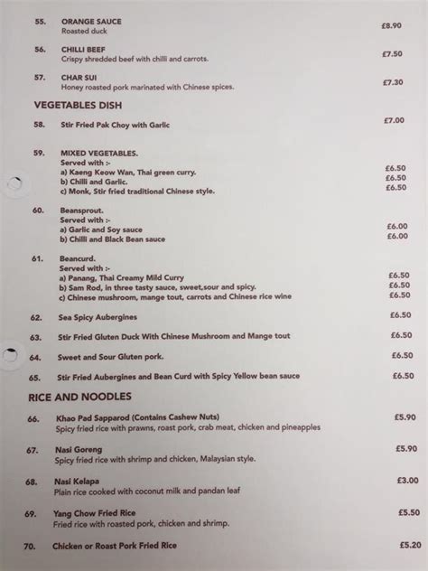 Menu At Thai Shire Restaurant Chipping Norton