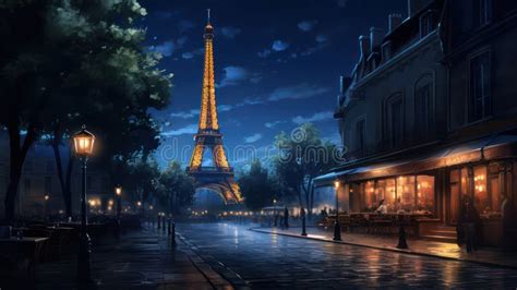 The Illuminated Eiffel Tower At Night Created With Generative AI City