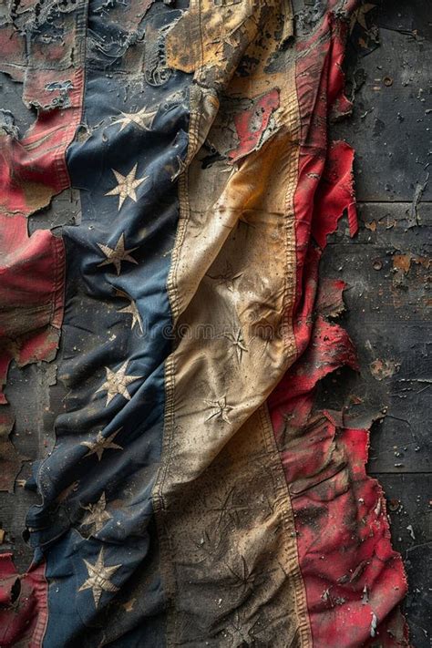 Tattered Battle Flags Preserved In A War Memorial The Fabric Blurs With