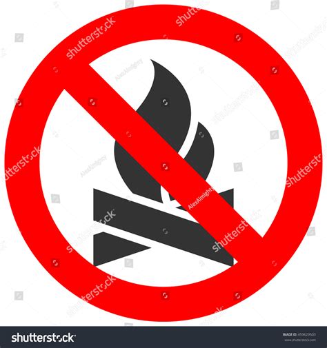 Forbidden Sign Bonfire Icon Isolated On Stock Vector Royalty Free