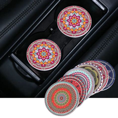 1Pc Car Rhinestone Coaster Non Slip Diamond Water Cup Pad Rubber Mat