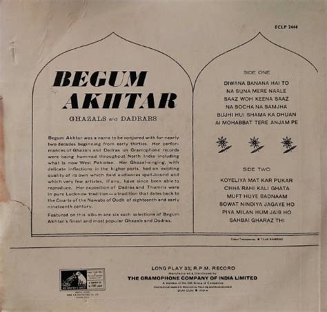 Begum Akhtar : Ghazals & Dadrars – Vinyl World