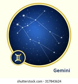 Gemini Constellation Zodiac Sign Golden Circle Stock Vector Royalty