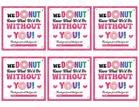 Printable We Donut Know What We D Do Without You Tag PDF Etsy