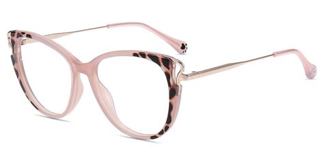 Women Glasses Large Judy107 Pink Pattern Tr Metal Cat Eye Frame