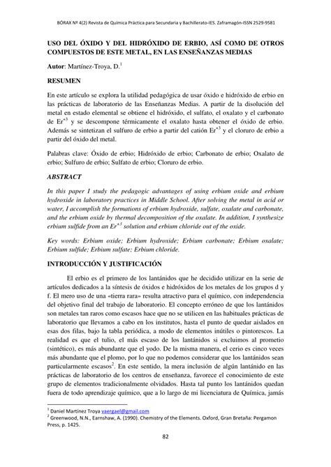 Pdf Uso Del Xido Y Del Hidr Xido De Erbio As Como De Otros