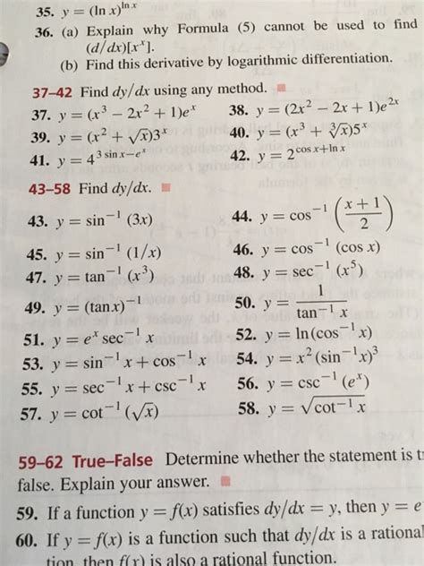 Solved Y Ln X In X Explain Why Formula Cannot Be Chegg