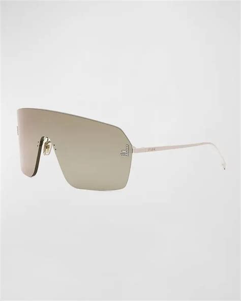 Fendi First Metal Shield Sunglasses Shiny Endura Gold Editorialist