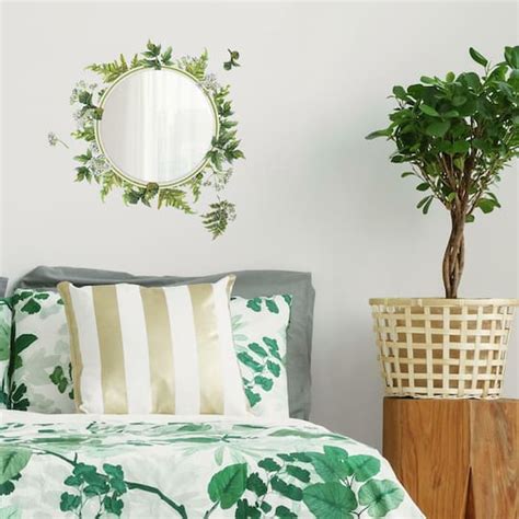 Roommates Fern Peel And Stick Decals With Circle Mirror Wall Stickers