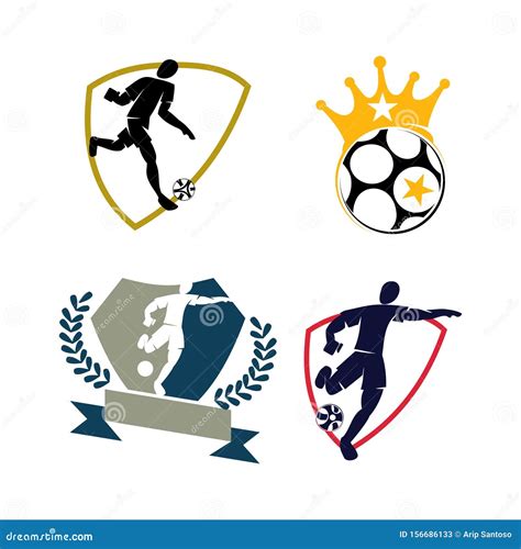 Soccer Football Badge Logo Design Templates Sport Vector Stock Vector