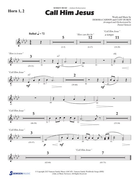 Call Him Jesus Choral Anthem SATB French Horn Sheet Music PDF Semsen