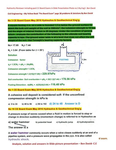 Solution Problems And Solutions Including Past Civil Engineering Board