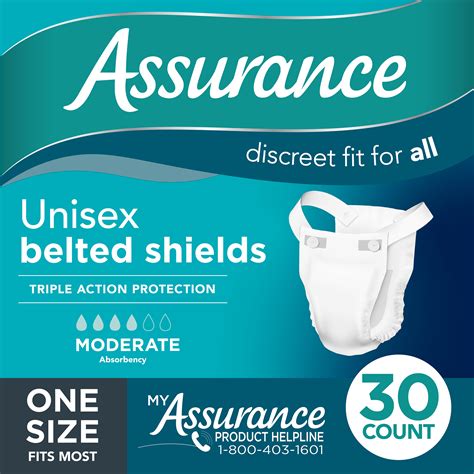 Assurance Unisex Incontinence Belted Shield Moderate Absorbency 30