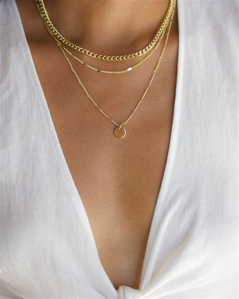 3 Layer Necklace Layered Necklace Set Gold Disc Necklace Etsy Thick