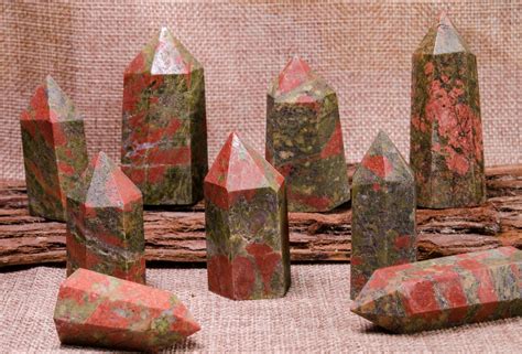 Natural Unakite Point Obeliskwand Tower Gemstone Etsy