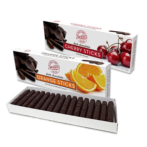 Sweet Candy Dark Chocolate Candy Sticks Variety 2 Pack Dark Chocolate Orange