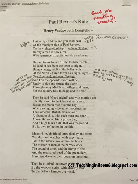 Paul Revere's Ride Poem Kids