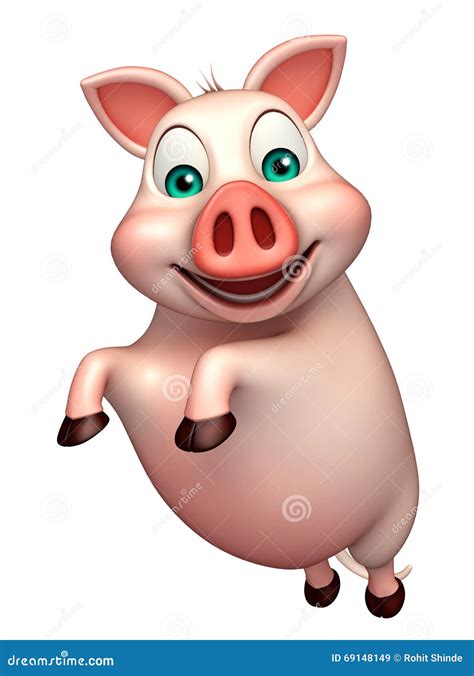 Jumping Pig Cartoon Character Stock Illustration Illustration Of