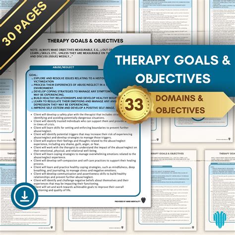 Therapy Goals & Objectives Treatment Interventions Goal Setting Therapist Cheat Sheets ...