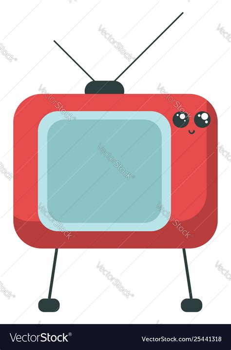 Emoji smiling vintage red tv or color Royalty Free Vector