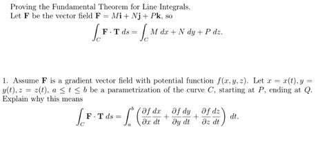 Solved Proving The Fundamental Theorem For Line Integrals Chegg