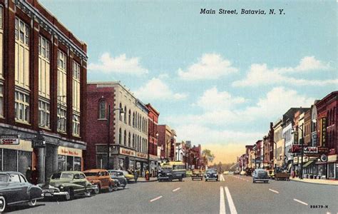 Batavia New York Main Street Scene Historic Bldgs Antique Postcard