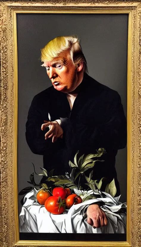 Hyperrealistic Still Life Painting Of Donald Trump By Stable