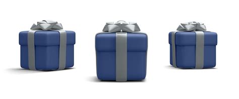 Premium Vector Set Of D Realistic Blue Gift Boxes With Silver Ribbon