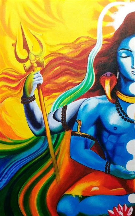 Ardhanarishwar Original Acrylic Painting On Canvas Lord Shiva Modern