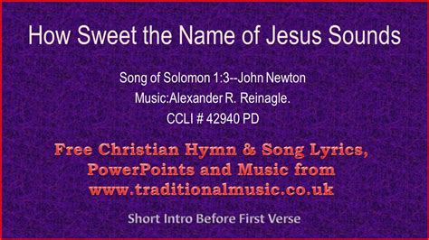 How Sweet The Name Of Jesus Sounds Violin Hymn Lyrics Music YouTube