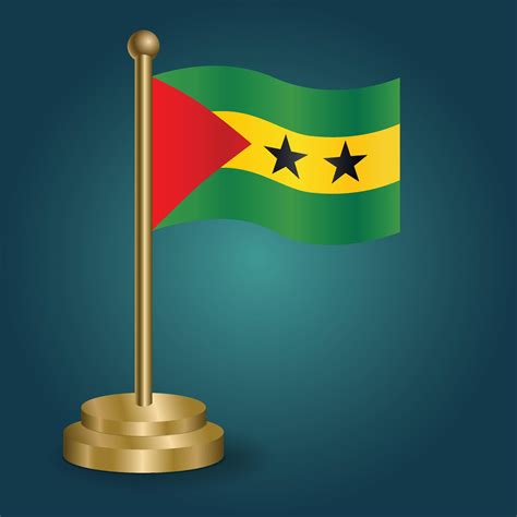 Sao tome and princip national flag on golden pole on gradation isolated