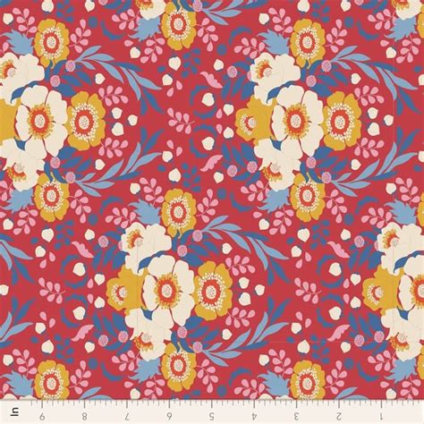 Tilda Jubilee Anemone Til100541 Red Half Yard February 2024 Etsy