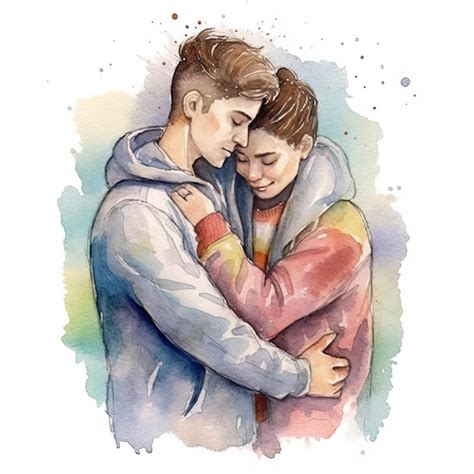 Premium AI Image | Watercolor painting of eighteenyearold LGBT couple