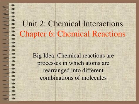 PPT Unit 2 Chemical Interactions Chapter 6 Chemical Reactions