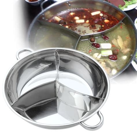 Stainless Steel Hot Pot Three Divided Cookware Induction Little Sheep Pot Hot Pot Ruled ...