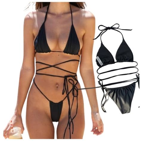 STRÓJ KĄPIELOWY BIKINI NA PLAŻĘ KOSTIUM KĄPIELOWY WIĄZANIA SEXY DO