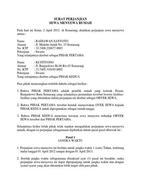 5 Contoh Surat Perjanjian Sewa Rumah Kontrakan Beserta Penjelasan