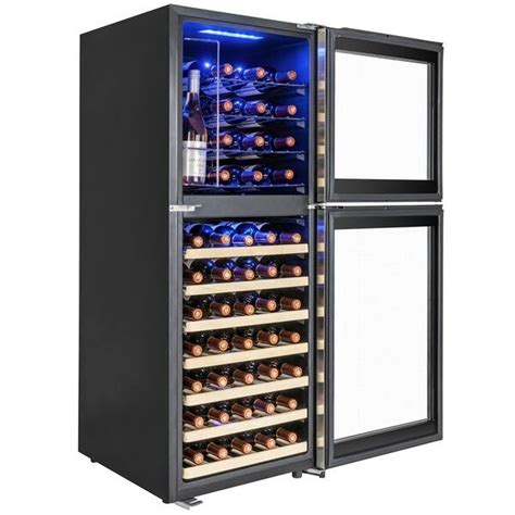 Akdy 50 58 Bottle Touch Panel Dual Zone Wire Wood Shelves Freestanding Compressor Key Lock