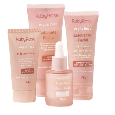 Linha Argila Rosa Ruby Rose Sabonete Facial Esfoliante Facial