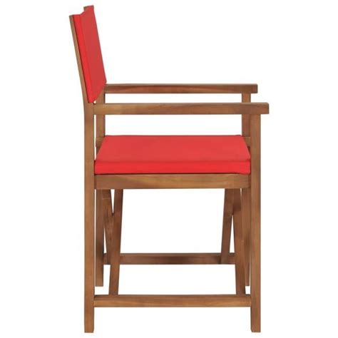 Akozon Chaise de metteur en scène Bois de teck solide Rouge