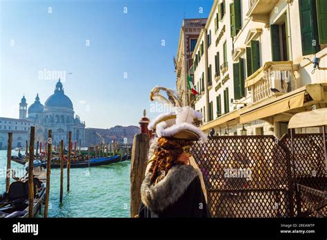 Traditional Gondolas Station On Famous Canal Grande With Magnificent