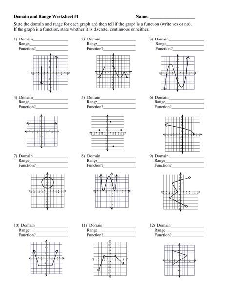 Domain And Range Worksheet 1 Exercises Calculus Docsity