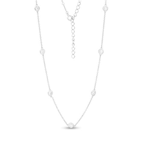 Cubic Zirconia Station Necklace In Sterling Silver 28 Banter