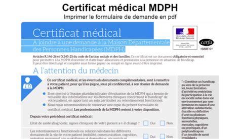 Certificat Médical Mdph A Faire Remplir Par Votre Médecin Traitant